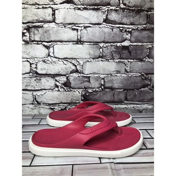 Crocs Dual Comfort Pink Rubber Casual Flip Flops Sandals Women Sz 7M US/38EU - Picture 2 of 16